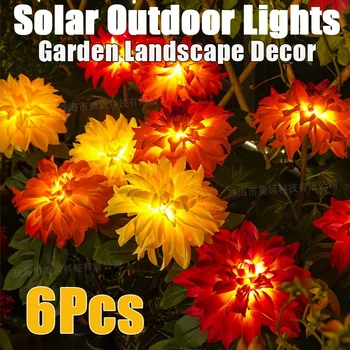 6шт светодиодных уличных солнечных цветочных фонарей, водонепроницаемых ламп для заделки газона, сада, атмосферы Рождественского праздника, декора для ландшафта