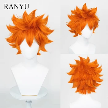 RANYU Аниме Хайкюу Хината Шойо Парики Косплей Шойо Хината Короткие Волнистые Вьющиеся Оранжевые Волосы Парик для Ежедневной Вечеринки
