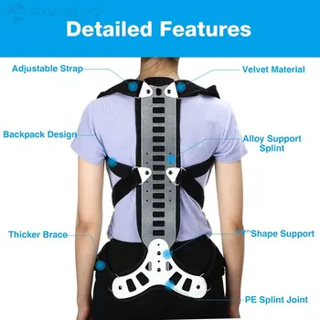 Регулируемый бандаж для коррекции положения плеч, спины, мужчин и женщин, поддержка ключиц и тренажер для сгорбленной спины, облегчение боли Изображение 2
