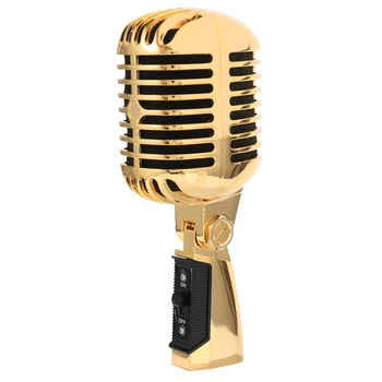 Профессиональный проводной винтажный классический микрофон Динамический вокальный микрофон для караоке вживую (золотой) Изображение 2