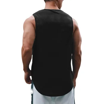 Тренировка Бодибилдинг Спортивный бренд Gym Мужская майка на спине, Модная рубашка без рукавов для мышц, Жилет для фитнеса, Летние быстросохнущие Сетчатые топы Изображение 2