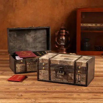 Сильный сокровище влагостойкий чехол ювелирные изделия грудь деревянная коробка Винтаж британский стиль сундук с сокровищами