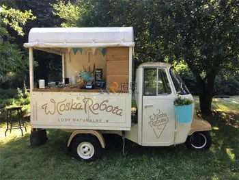 Передвижные барные прицепы Торговый киоск Тележка для кофе Соков Мороженого Тележка для мороженого Трехколесный Мотоцикл Piaggio Ape Электрический Фургон для перевозки еды