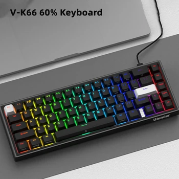XVX V-K66 Клавиатура Со Светодиодной Подсветкой на 60% Процентов Механическая Игровая Клавиатура С Прокладкой Клавиатура со Стрелками Черно-белая