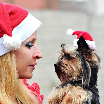 Рождественский питомец, шляпа Санты, маленький щенок, кошка, собака, украшения для рождественского костюма Изображение 2