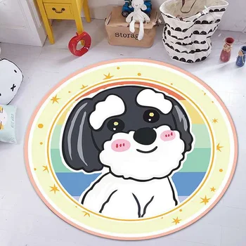 Декоративный ковер с рисунком мультяшной собаки, Круглые коврики для гостиной, домашние противоскользящие коврики для детской спальни Изображение 2