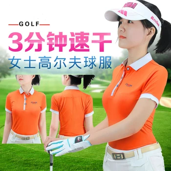 Летняя футболка для гольфа, женская спортивная рубашка с коротким рукавом, Быстросохнущая женская одежда для гольфа Изображение 2