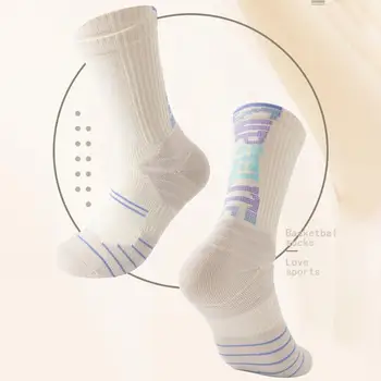 1 пара уютных носков унисекс, впитывающих пот, баскетбольные носки средней длины, осенне-зимние длинные носки, Защитная спортивная одежда Изображение 2