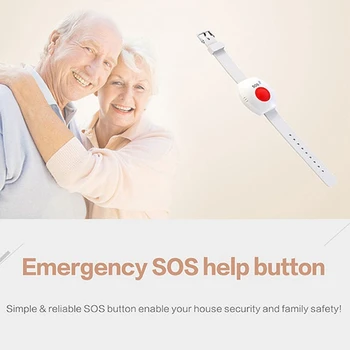 Кнопка горячей тревоги RF 315 МГц SOS Аварийная кнопка Будильник для пожилых людей, часы-браслет для пожилых людей, GSM Домашняя охранная сигнализация Изображение 2