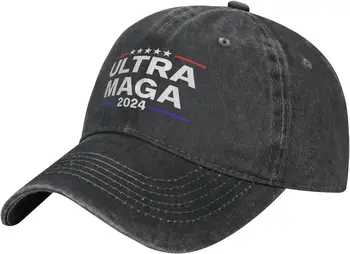 Шляпа Ultra MAGA с беспорядочной булочкой, шляпы с американским флагом, винтажная регулируемая бейсболка, хлопчатобумажная шляпа MAGA Изображение 2