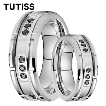 TUTISS 8 мм Роскошное обручальное кольцо для помолвки Cool Men Women Tungsten Forever Ring Модные подарочные украшения