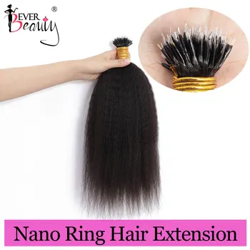 Кудрявые прямые нано-кольца для наращивания волос для чернокожих женщин, пучки плетения из 100% натуральных волос, бусины Microlink Ever Beauty