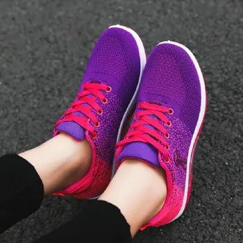 Новые женские дышащие теннисные туфли, повседневные кроссовки, Сетчатая спортивная обувь для бега, противоскользящая обувь для бега, вязаная обувь для ходьбы Изображение 2