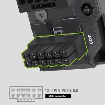 ATX3.0 12VHPWR 12 + 4 16Pin PCIe5.0 Кабель Питания Мощностью 450 Вт, Адаптер с 180-градусными Разъемами для RTX 4090 4080 4070, Белый