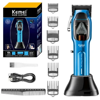 Профессиональная машинка для стрижки волос Kemei KM-1763, Регулируемый Триммер для волос для мужчин, парикмахерская, Электрическая Машинка для стрижки бороды, перезаряжаемая