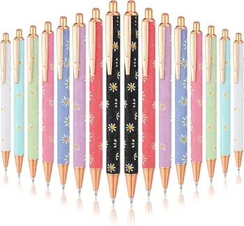 16шт Необычные Ручки Для Женщин Блестящая Шариковая Ручка Pretty Cute Sparkly Pen Металлическая Выдвижная Ручка Для Письма Черными Чернилами Средней Точки 1.0 мм