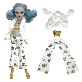 Официальный NK 1 комплект штанов с милой кукольной обезьянкой, комплект: пальто + топ + брюки Для Куклы Monstering High, игрушка В подарок Для послеобеденного чаепития