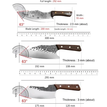 Ручной нож для нарезки мяса, кухонные ножи для овощей, разделочный нож для мясника, кухонный нож для шеф-повара с высоким стальным лезвием Изображение 2