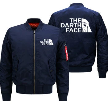 Зимнее пальто с принтом логотипа DARTH FACE, мужской летный костюм для защиты от холода, куртка с настраиваемым логотипом, мужская утепленная свободная куртка на молнии