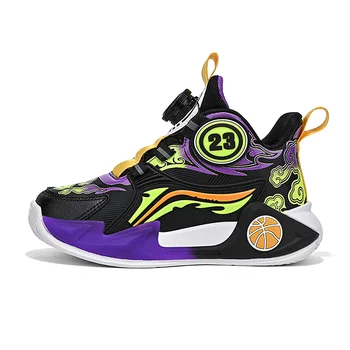 Детские кроссовки, баскетбольная обувь для мальчиков, новинка 2023 года, модная детская повседневная спортивная обувь для мальчиков, школьная спортивная обувь для бега, теннисная Изображение 2