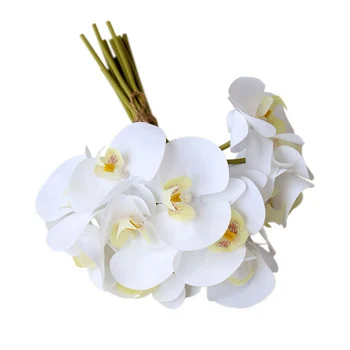 12 шт./лот Натуральная белая орхидея Искусственные цветы из ПВХ свадебное украшение mariage flores поставка цветочных композиций для домашнего декора