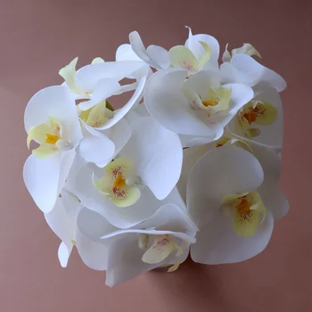 12 шт./лот Натуральная белая орхидея Искусственные цветы из ПВХ свадебное украшение mariage flores поставка цветочных композиций для домашнего декора Изображение 2