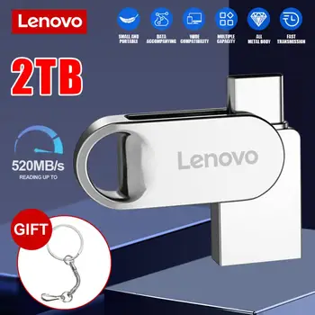 Lenovo USB Флэш-Накопитель 2 ТБ OTG Металлический USB 3,0 Флеш-Накопитель 1 ТБ Type C Высокоскоростной Флешки Мини Флэш-Накопитель USB Memoria Для Портативных ПК Изображение 2
