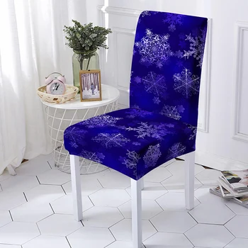 Чехол для стула с принтом снежинок, чехол для сиденья из эластичной ткани спандекс, высокая спинка, защита от пыли, чехол для подушки для гостиной, декор отеля