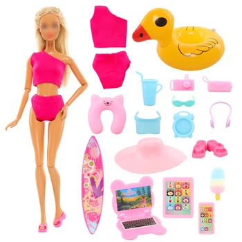 Кукла Barwa 30 см, купальный костюм, скейтборд, кольцо для сиденья 