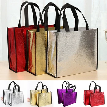 Модная лазерная сумка для покупок, складная эко-сумка, большая многоразовая портативная сумка для покупок, водонепроницаемая нетканая ткань, без застежки-молнии