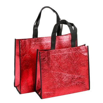 Модная лазерная сумка для покупок, складная эко-сумка, большая многоразовая портативная сумка для покупок, водонепроницаемая нетканая ткань, без застежки-молнии Изображение 2