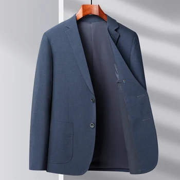 2023 Новый модный тренд красивый пиджак высокого класса легкий деловой однотонный однотонный мужской повседневный костюм эластичное пальто