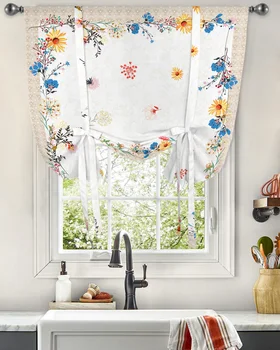 Весенние цветы, Орхидея, Ретро-занавеска на окно для гостиной, спальни, балкона, Кафе, кухни, Римская занавеска