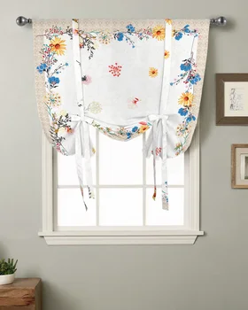 Весенние цветы, Орхидея, Ретро-занавеска на окно для гостиной, спальни, балкона, Кафе, кухни, Римская занавеска Изображение 2