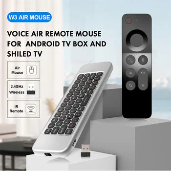W3 2.4 G Беспроводной Гироскоп Air Mouse ИК-Обучающий Умный Голосовой Пульт Дистанционного Управления Мини-Клавиатура TV Remote для Android Smart TV Box PC