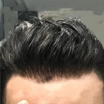 Отбеленные узлы, Европейские системы натуральных человеческих волос, Парик с волнистостью 30 мм, Швейцарское кружево для белых мужчин