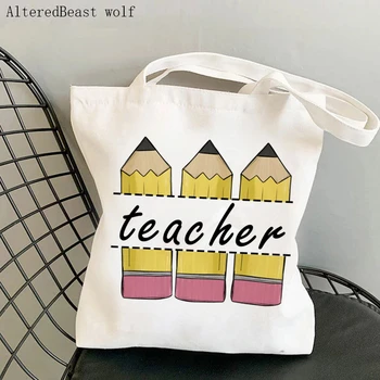 Женская сумка для покупок, учительница географии, Учи Любить, Вдохновляй, Леопардовая сумка, холщовая сумка для учителей в стиле харадзюку, женская сумка-тоут Изображение 2