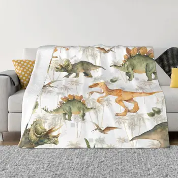 Повседневное одеяло для дивана с принтом динозавра, Теплое Декоративное Плюшевое Повседневное одеяло, Удобный Пушистый Плюшевый Легкий Повседневный Пустой диван