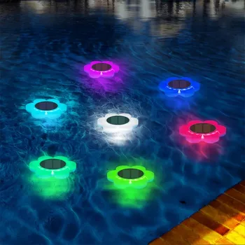RGB LED Solar Floating Pool Lights Пульт Дистанционного Управления IP68 Водонепроницаемый Открытый Солнечный Свет Водонепроницаемые Светодиодные Фонари Для Декора Бассейна Патио
