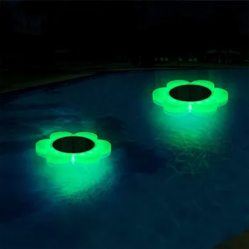 RGB LED Solar Floating Pool Lights Пульт Дистанционного Управления IP68 Водонепроницаемый Открытый Солнечный Свет Водонепроницаемые Светодиодные Фонари Для Декора Бассейна Патио Изображение 2