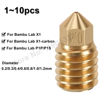 Сопло для 3D-принтера Bambu Lab X1C/P1P/P1S, 1 ~ 10шт Цельносерийных Латунных Сопел Для Bambulabs X1 Carbon Изображение 2