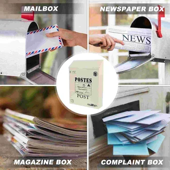Винтажный почтовый ящик, крепящийся на стену, Креативный почтовый ящик, Запирающийся Ящик для предложений, почтовый менеджер, журнал, газета, Внешний дом Изображение 2