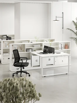 Комбинация финансового офисного стола и стула из 4 офисных столов, офисный стол для персонала