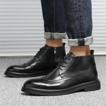 мужские повседневные ботинки из мягкой кожи с перфорацией типа 