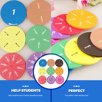 2 Комплекта Разноцветных кружочков с дробями Лоток с числовыми дробями Математические манипулятивы для школы Изображение 2