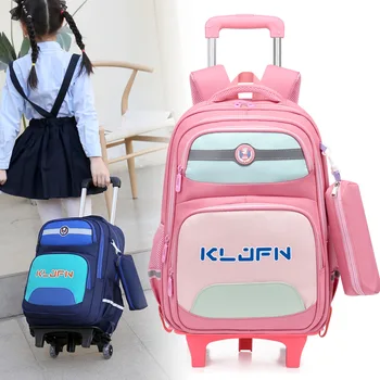Детские школьные сумки для мальчиков и девочек, рюкзаки на колесиках, тележка для начальной школы, Школьные сумки на колесиках, Студенческий рюкзак на колесиках