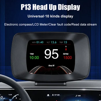 P13 Автомобильный Головной Дисплей OBD2 Диагностические Инструменты GPS HUD Цифровые Часы Спидометр Тормоз Турбо Тест Скорости Сигнализация Бортового Компьютера