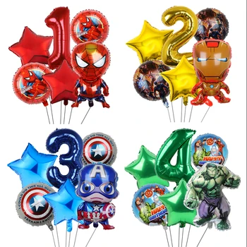 6шт Воздушный шар Disney Spiderman Hulk Hero Для детского душа, Декор для вечеринки по случаю Дня рождения, Тема Мстителей, Детские Игрушки, Подарочные Воздушные шары
