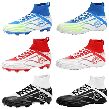 Мужская Футбольная Обувь Turf Soccer Shoes Мужские Профессиональные Футбольные Бутсы с Высоким Голеностопом для Мальчиков 2023 Изображение 2