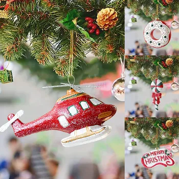 Креативная Рождественская Домашняя Вечеринка Маленький Подарок Рождественская Елка Красно-Белый Вертолет Пончик Украшение Маленькая Подвеска